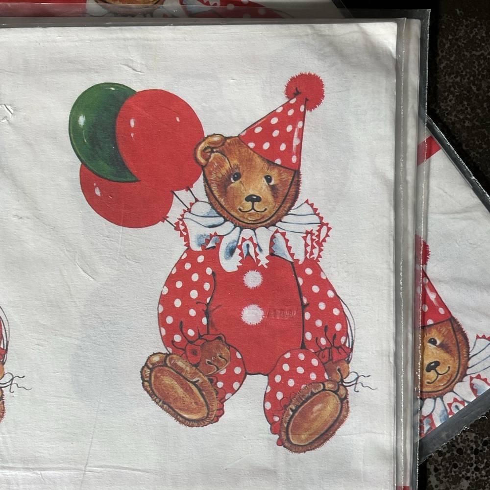 Vintage Gordon Fraser Teddy Bear Clowns Gift Wrap England Wrapping Paper - Picture 4 of 4